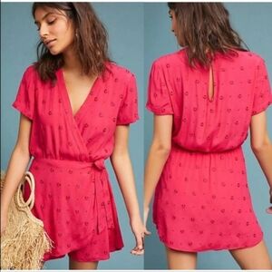 Anthropologie Ettwa Greenbier Wrap Romper Dress